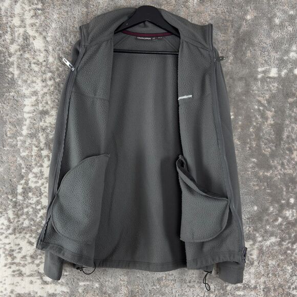 Craghoppers Men Sz M Mock Neck Fleece Full Zip Sweater Gray Long Sleeve Pocket - Picture 3 of 9